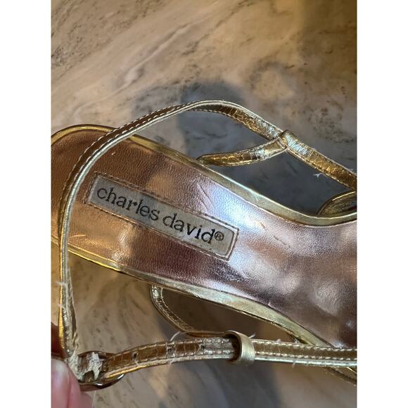 Charles David strappy Metallic Good Cork wedge sandals gold 8.5 - Picture 5 of 8